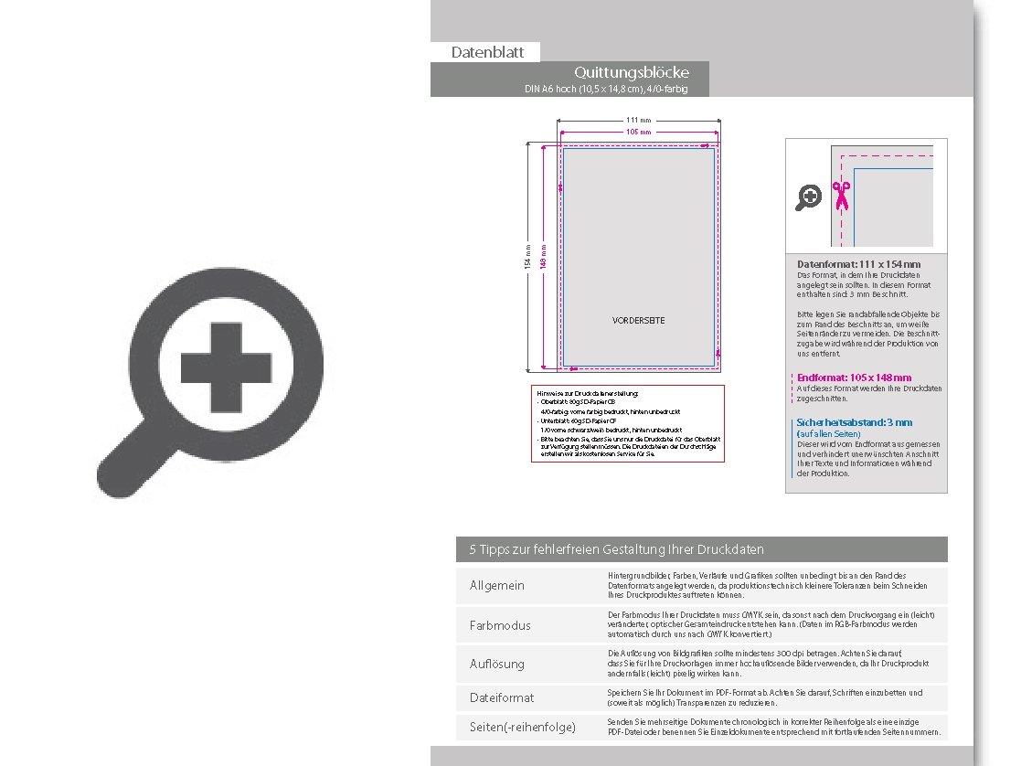 Product Bild quittungsblock_din_a6_hoch__3-fach__4_0-farbig__100_s__tze_je_block
