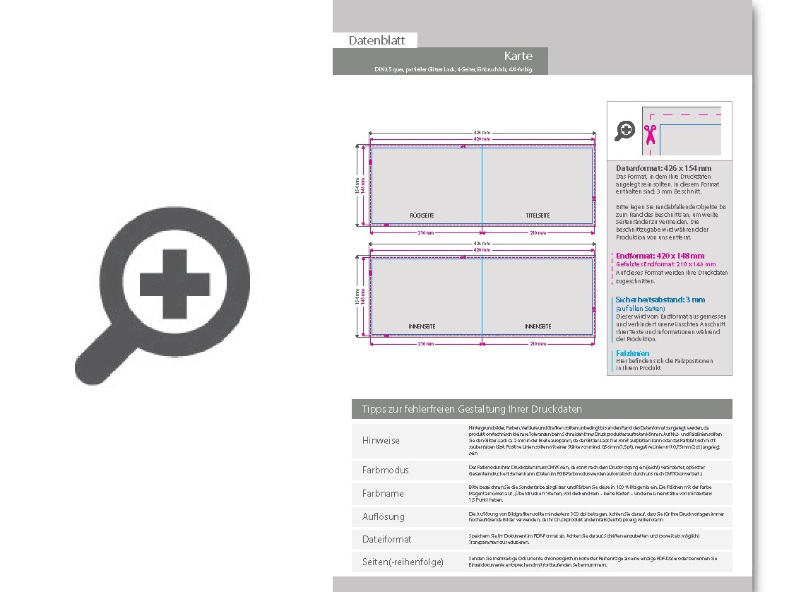 Product Bild einladungskarte_din_a5_quer_4-seiter_4_4_farbig_mit_beidseitig_partieller_glitzer-lackierung