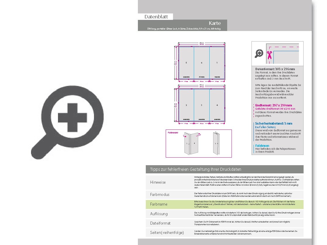 Product Bild einladungskarte_din_lang_6-seiter_zickzackfalz_4_4_farbig_mit_beidseitig_partieller_glitzer-lackierung