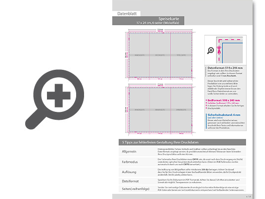 Product Bild speisekarte__gefalzt_auf_17_0_cm_x_24_0_cm__6-seiter_(wickelfalz)