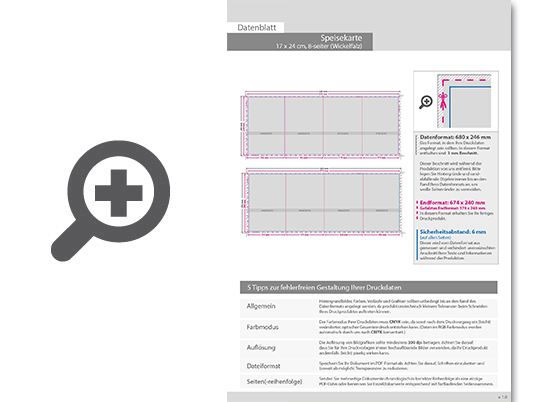 Product Bild speisekarte__gefalzt_auf_17_0_cm_x_24_0_cm__8-seiter_(wickelfalz)